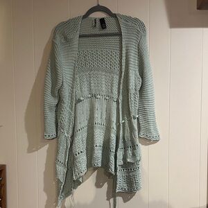 BKE Light Green Open Knit Cardigan